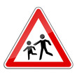 Illustration: Warnschild RAL 3001 signalrot freigestellt - Vorsicht Kinder Warnschild RAL 3001 signalrot freigestellt - Vorsicht Kinder