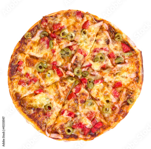 Photo: Pizza on white background Pizza on white background