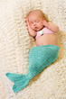 Newborn Baby Girl Wearing Mermaid Costume