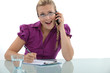 Happy blond receptionist