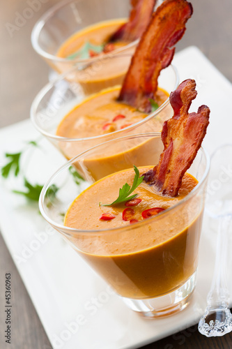 Photo: pumpkin soup in glasses pumpkin soup in glasses
