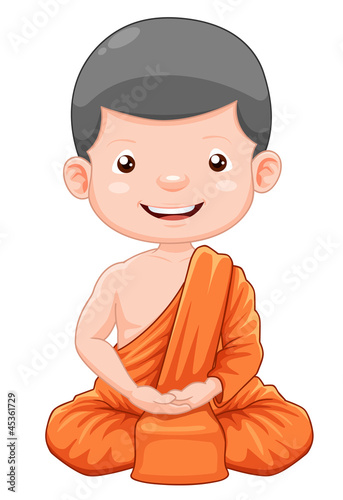 Vector: illustration of Cute young monk cartoon illustration of Cute young monk cartoon