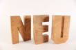 NEU text animation with wooden letters version 2