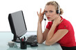 Stressed call-center worker