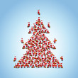 Weihnachtsmann Flashmob formt Weihnachtsbaum