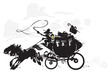 Western Stagecoach. Silhouette drawing.