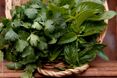 Photo: Basket of hand picked herbs from the garden Basket of hand picked herbs from the garden