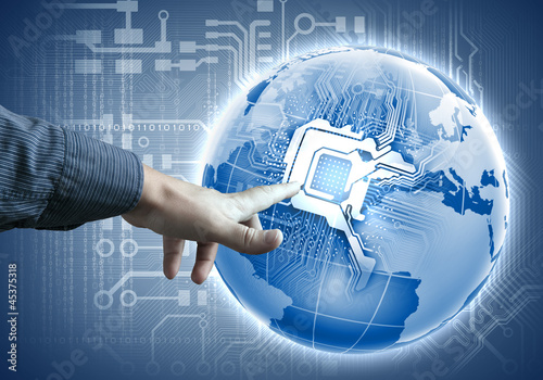 Illustration: future technology. touch button inerface future technology. touch button inerface