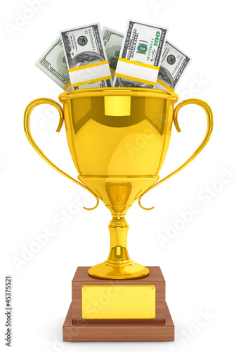 Illustration: Dollars and Golden Trophy Cup Dollars and Golden Trophy Cup