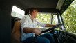 Lorry Driver at the Wheel of Truck