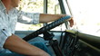 Lorry Driver at the Wheel of Truck