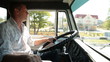 Delivery truck driver at the wheel