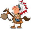 Indian Chief With Gun On Horse
