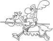 Outlined Knight Riding Horse