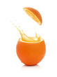 orange with splash isolated on white background