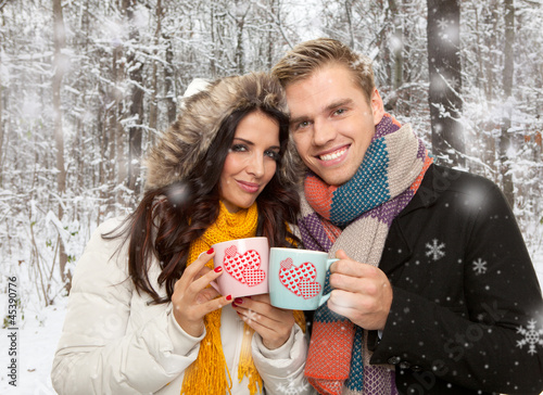 Photo: happy couple in winter happy couple in winter