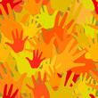 Vector pattern of the palms of hot colors