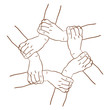 Vector sketch hands took in the circle