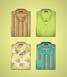 Vector set of colorful men's shirts from fabrics