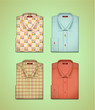Vector set of colorful men's shirts from fabrics