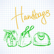 Vector illustration, sketch imitating bags with markers