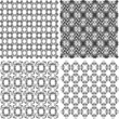 vector hand drawn seamless eastern floral patterns, monochrome