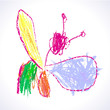 Vector children's drawing of colorful butterflies