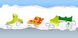 Vector child application of colored paper of machine