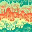 Vector seamless pattern with silhouettes of trees