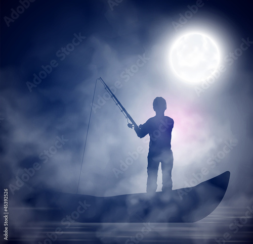 Vector: Night fishing Night fishing