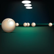 abstract illustration with billiard balls on green cloth