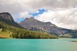 View on beautiful Emerald Lake at dusk
