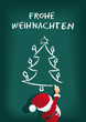 Vektor: Weihnachtskarte Santa schreibt und malt Weihnachtskarte Santa schreibt und malt