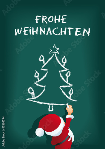 Vector: Weihnachtskarte Santa schreibt und malt Weihnachtskarte Santa schreibt und malt