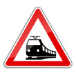 Warnschild RAL 3001 signalrot freigestellt - Bahnübergang