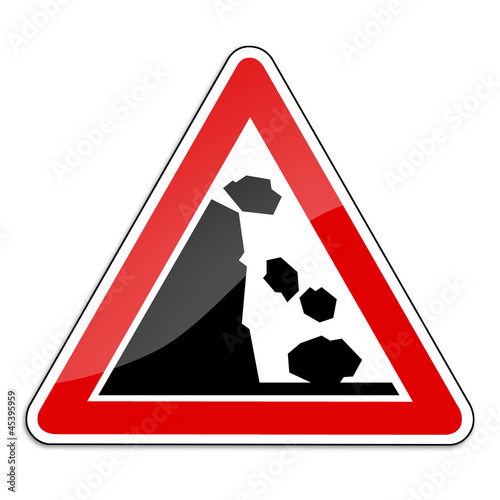 Illustration: Warnschild RAL 3001 signalrot freigestellt - Steinschlag Warnschild RAL 3001 signalrot freigestellt - Steinschlag