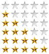 Vektor: Golden stars rating template isolated on white Golden stars rating template isolated on white