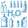 set of different water bottles
