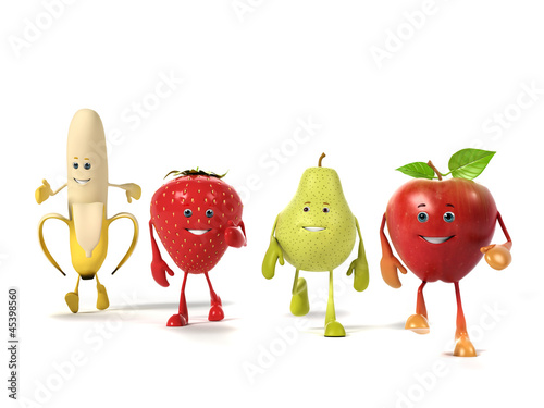 Illustration: 3d rendered illustration of a group of fruits 3d rendered illustration of a group of fruits