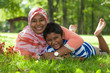 Photo: Portrait of indian brother and sister playing Portrait of indian brother and sister playing
