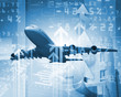 Plane against business background