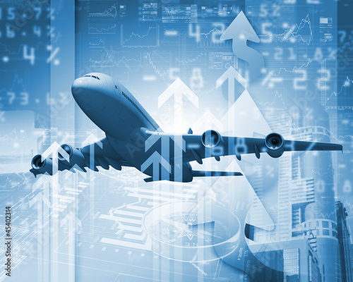 Illustration: Plane against business background Plane against business background