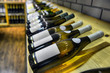 Red and white wine in bottles