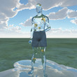 Liquid man with goldfish