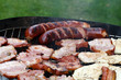 barbecue with delicious grilled meat on grill