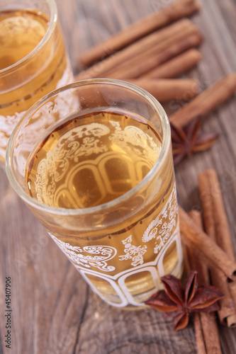 Photo: tea and cinnamon tea and cinnamon