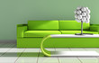 arquitectura interior.sofa y mesa en tonos verdes
