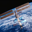 Satellite panels on display while in orbit
