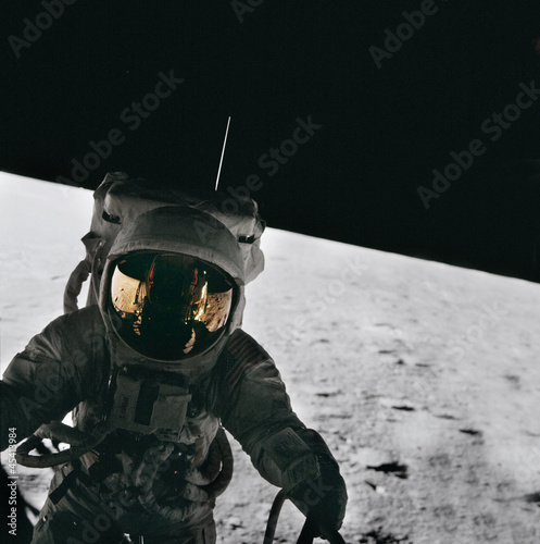 Photo: Conrad's exit from the lunar module Conrad's exit from the lunar module