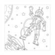 Coloring page - space, astronaut, spaceship, Earth and stars